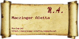 Maczinger Aletta névjegykártya